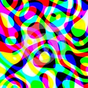 Computer generated image showing abstract multicolored pattern on black background