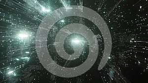 A computer generated image of a starry sky with a bright green background