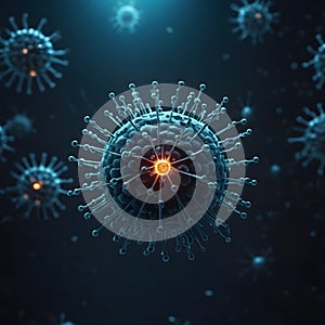a computer generated image of a virus surrounded by other viruses