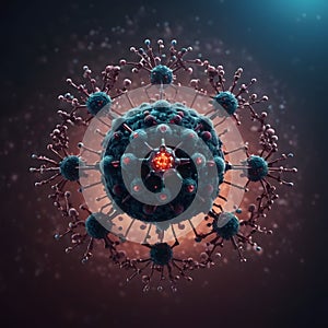 a computer generated image of a virus surrounded by other viruses