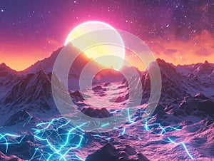 Computer generated mountain landscape