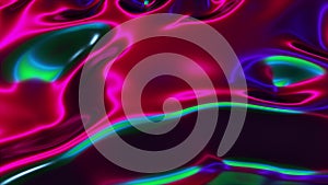 Computer generated realistic background of weaving iridescent cloth, 3D rendering background