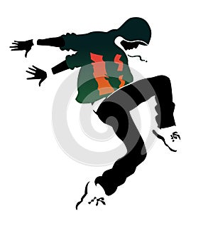 Illustration of young boy dancing hip-hop