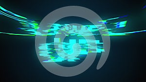 Computer generated a text message screen: Level 1 up. 3d rendering 8-bit font, black background