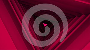 Computer generated triangle tunnel. Space of the future. 3d rendering abstract background. Inside a rotating triangular