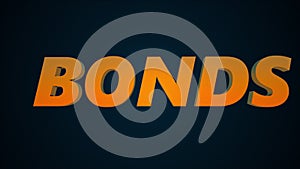 Computer generated the words Bonds, Dollars, Investment, Exchange, ETF. Flying inscriptions consist of capital letters