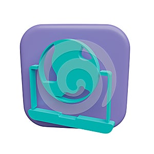 computer, global 3d icon render illustration