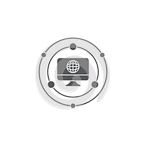 Computer global connection vector icon symbol isoalted on white background