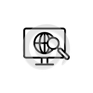 computer, global, search, magnifier icon. Simple thin line, outline vector of Project Management icons for UI and UX, website or