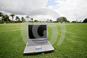 Computer on a golf course