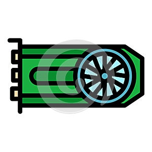 Computer graphic card icon color outline vector