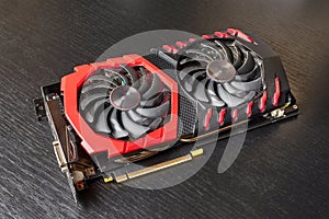 Computer graphics card with cooler fans