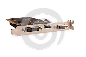 computer graphics card with dvi hdmi vga connectors, passive cooling silent operation, professional