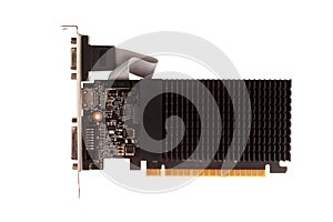 computer graphics card with dvi hdmi vga connectors, passive cooling silent operation, professional