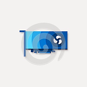 Computer graphics expansion card blue material design icon