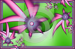 Computer graphics. Fractal texture in frame. Flower. Illustration