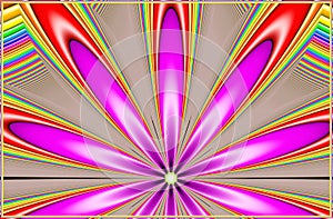 Computer graphics. Fractal texture in frame. Flower. Illustration