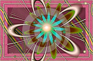 Computer graphics. Fractal texture in frame. Flower