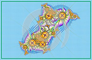 Computer graphics. Fractal texture in frame. Flowers