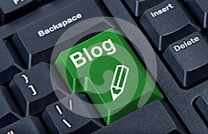 Computer green button blog