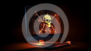 Computer hack warning concept of attacking. Generative AI