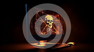 Computer hack warning concept of attacking. Generative AI