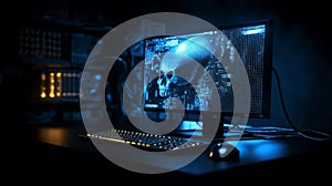 Computer hack warning concept of attacking. Generative AI