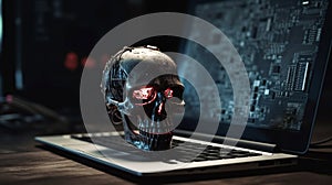 Computer hack warning concept of attacking. Generative AI