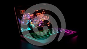 Computer hack warning concept of attacking. Generative AI