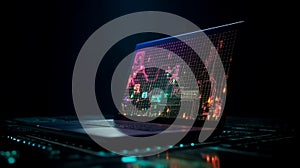 Computer hack warning concept of attacking. Generative AI