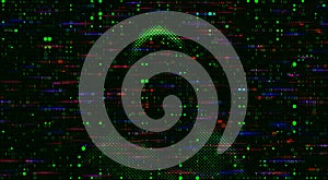 Computer hacker on abstract binary code background. Hacking concept