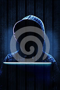 Computer Hacker Committing Cybercrime on the Internet