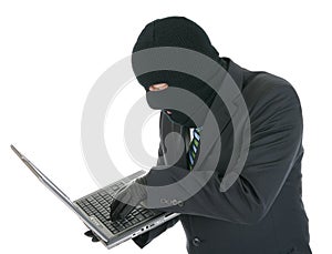 Computer hacker - criminal with the laptop