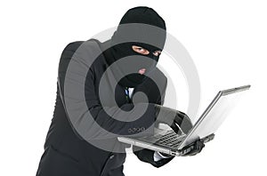 Computer hacker - criminal with the laptop