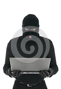 Computer hacker - criminal with the laptop