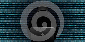 Computer hacker cybercrime concept with binary code web background