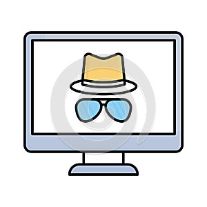 Computer hacker Fill color vector icon which can easily modify or edit
