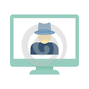 Computer hacker Flat Vector icon which can easily modify or edit photo