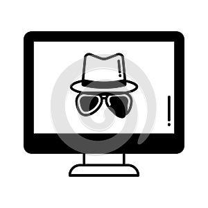 Computer hacker half glyph vector icon which can easily modify or edit
