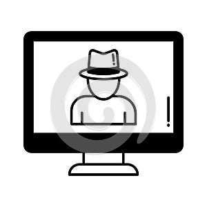 Computer hacker half glyph vector icon which can easily modify or edit photo