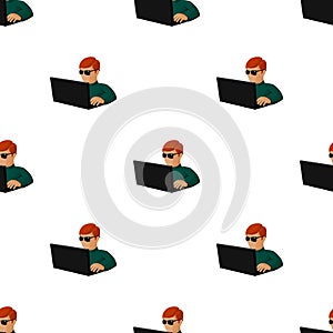Computer hacker icon in cartoon style isolated on white background. Hackers and hacking symbol stock vector illustration