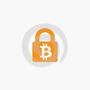 Lock bitcoin. Computer hacker and ransomware vector concept. Criminal hacking, data theft and blackmailing symbol. Bitcoin digital