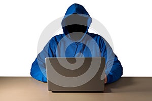 Computer hacker steals data from laptop.