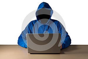 Computer hacker steals data from laptop.