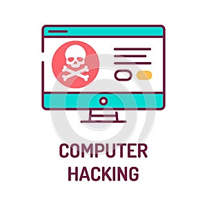 Computer hacking color line icon. Attempt to exploit a computer system or a private network inside a computer. Pictogram for web