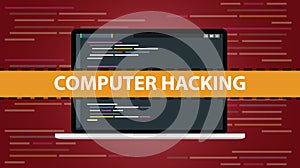 Computer hacking concept with code script programming on laptop