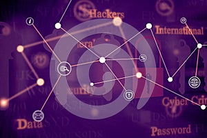 Computer hacking concept. Network security. Computer crimen.