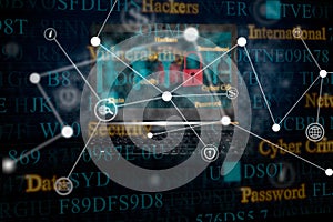 Computer hacking concept. Network security. Computer crimen. photo