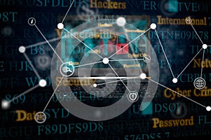 Computer hacking concept. Network security. Computer crimen.