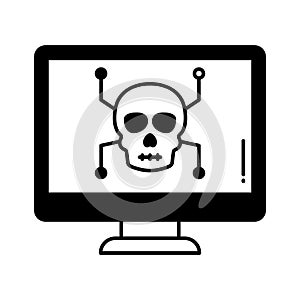 Computer hacking half glyph vector icon which can easily modify or edit